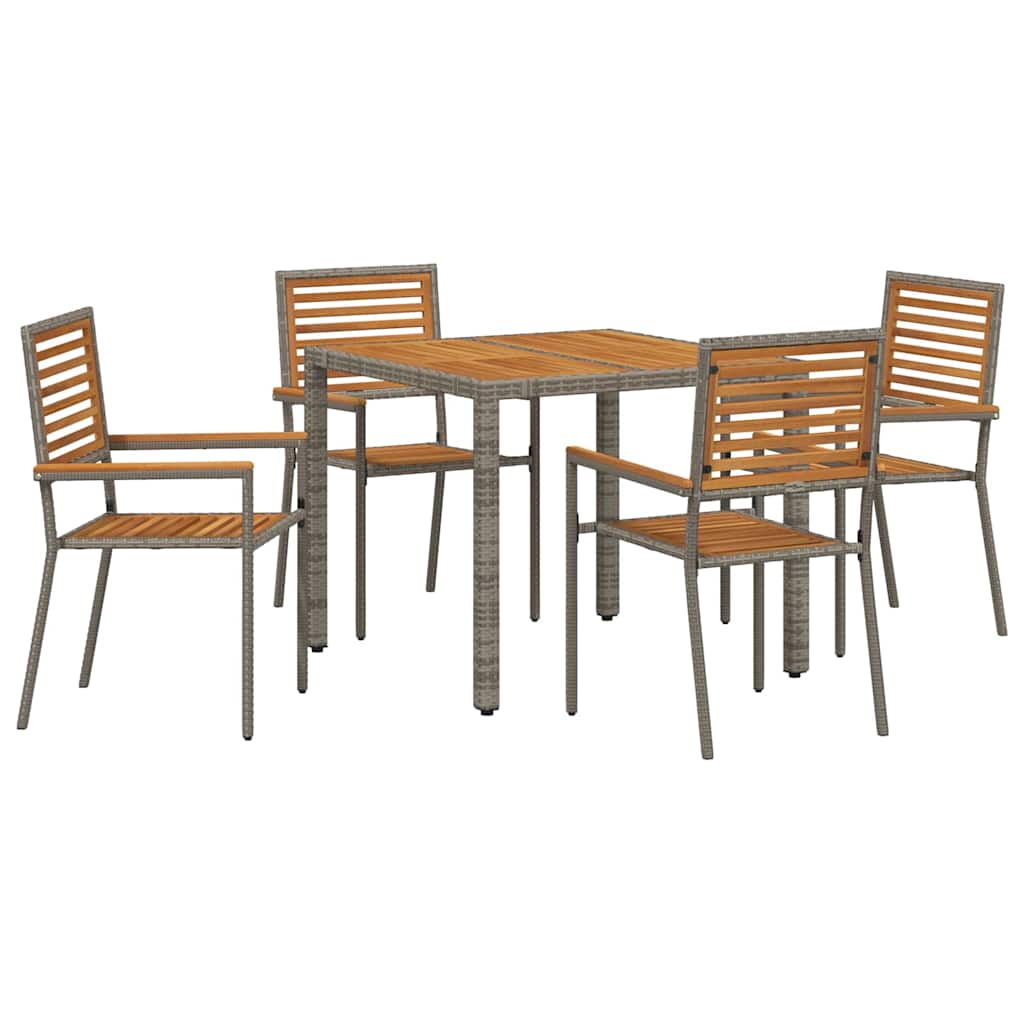 Garden Dining Set 5 pcs Grey 90 x 90 x 75 cm Poly Rattan